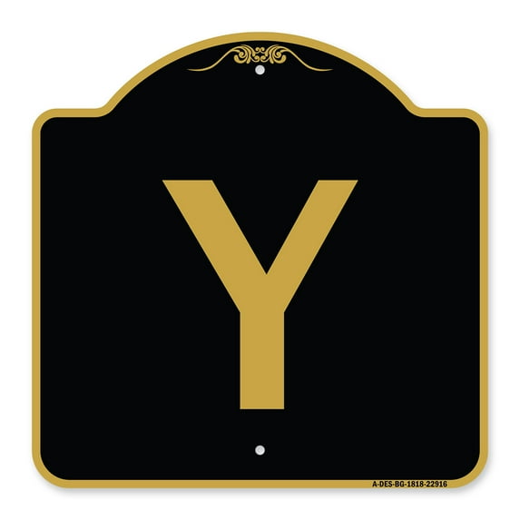 SignMission A-DES-BG-1818-22916 18 x 18 in. Designer Series Sign - Sign with Letter Y , Black & Gold