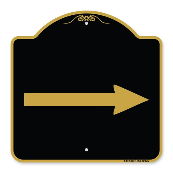 SignMission A-DES-BG-1818-22975 18 x 18 in. Designer Series Sign - Right Arrow Symbol, Black & Gold