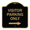 thumbnail image 1 of SignMission A-DES-BG-1818-23020 18 x 18 in. Designer Series Sign - Reserved Parking Sign Visitor Parking Only with Right Arrow, Black & Gold, 1 of 4