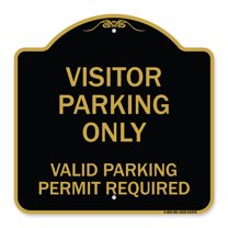 SignMission A-DES-BG-1818-23470 18 x 18 in. Designer Series Sign - Parking Area Sign Visitors Parking Only - Valid Parking Permit Required, Black & Gold