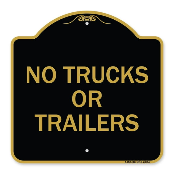 SignMission A-DES-BG-1818-23556 18 x 18 in. Designer Series Sign - No Trucks or Trailers, Black & Gold
