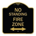 thumbnail image 1 of SignMission A-DES-BG-1818-23587 18 x 18 in. Designer Series Sign - No Standing Fire Zone with Bidirectional Arrow, Black & Gold, 1 of 4