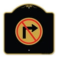 thumbnail image 1 of SignMission A-DES-BG-1818-23592 18 x 18 in. Designer Series Sign - No Right Turn with Graphic Only, Black & Gold, 1 of 4