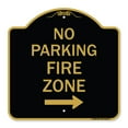 thumbnail image 1 of SignMission A-DES-BG-1818-23617 18 x 18 in. Designer Series Sign - No Parking Fire Zone with Right Arrow, Black & Gold, 1 of 4