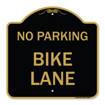 SignMission A-DES-BG-1818-23629 18 x 18 in. Designer Series Sign - No Parking Bike Lane, Black & Gold