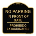 thumbnail image 1 of SignMission A-DES-BG-1818-23665 18 x 18 in. Designer Series Sign - No Parking Sign No Parking in Front of Gate Prohibido Estacionarse, Black & Gold, 1 of 4