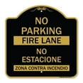 thumbnail image 1 of SignMission A-DES-BG-1818-23729 18 x 18 in. Designer Series Sign - No Parking Fire Lane - No Estacione Zona Contra Incendio, Black & Gold, 1 of 4