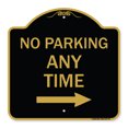thumbnail image 1 of SignMission A-DES-BG-1818-23775 18 x 18 in. Designer Series Sign - No Parking Anytime with Right Arrow, Black & Gold, 1 of 4