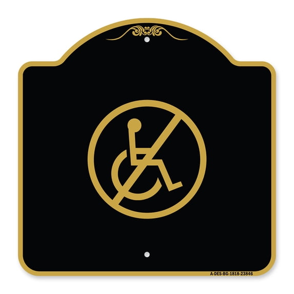 SignMission A-DES-BG-1818-23846 18 x 18 in. Designer Series Sign - No Handicap Symbol, Black & Gold