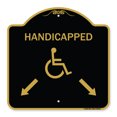 thumbnail image 1 of SignMission A-DES-BG-1818-23915 18 x 18 in. Designer Series Sign - Handicapped Parking with Double Arrows, Black & Gold, 1 of 4