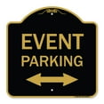thumbnail image 1 of SignMission A-DES-BG-1818-24084 18 x 18 in. Designer Series Sign - Event Parking with Bidirectional Arrow, Black & Gold, 1 of 4