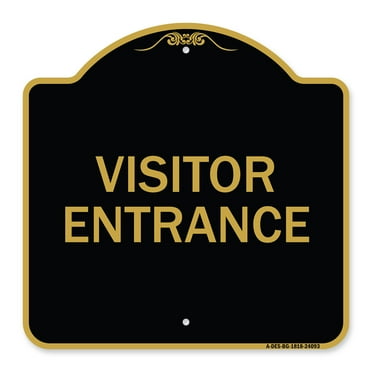 SignMission A-DES-BG-1818-24093 18 x 18 in. Designer Series Sign - Entrance Sign Visitor Entrance&#44; Black & Gold