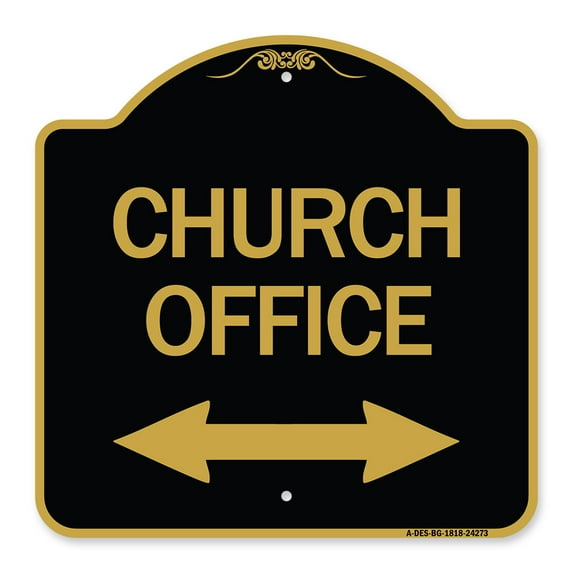 SignMission A-DES-BG-1818-24273 18 x 18 in. Designer Series Sign - Church Parking with Bidirectional Arrow, Black & Gold