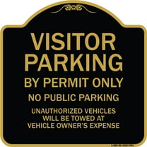 SignMission A-DES-BG-1818-9741 18 x 18 in. Designer Series Sign - Visitor Parking by Permit Only No Public Parking, Black & Gold
