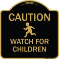 thumbnail image 1 of SignMission A-DES-BG-1818-9860 18 x 18 in. Designer Series Sign - Caution Watch for Children, Black & Gold, 1 of 4
