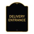 thumbnail image 1 of SignMission A-DES-BG-1824-22793 18 x 24 in. Designer Series Sign - Traffic Entrance Sign Delivery Entrance, Black & Gold, 1 of 4