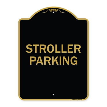 SignMission A-DES-BG-1824-22831 18 x 24 in. Designer Series Sign - Stroller Parking, Black & Gold