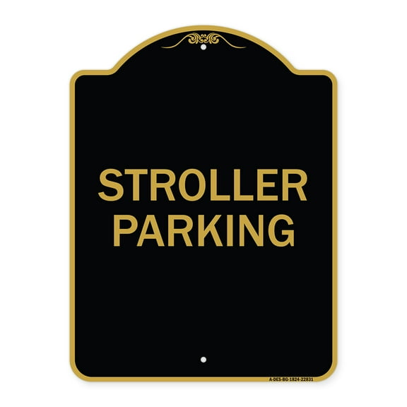 SignMission A-DES-BG-1824-22831 18 x 24 in. Designer Series Sign - Stroller Parking, Black & Gold