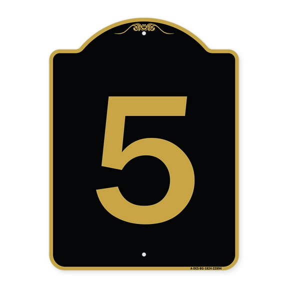 SignMission A-DES-BG-1824-22894 18 x 24 in. Designer Series Sign - Sign with Number 5, Black & Gold