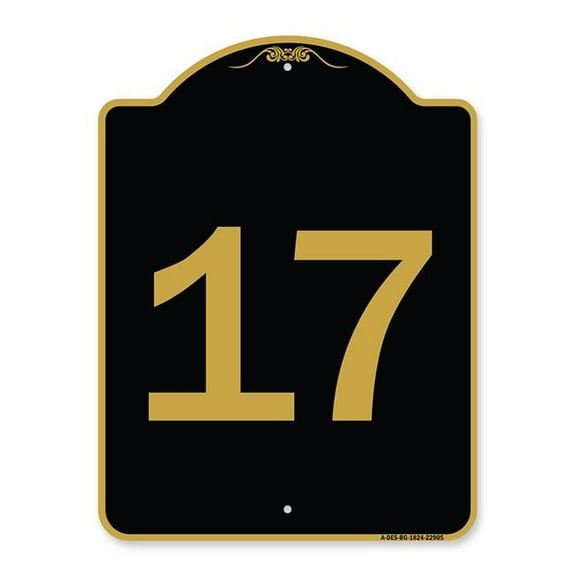 SignMission A-DES-BG-1824-22905 18 x 24 in. Designer Series Sign - Sign with Number 17, Black & Gold