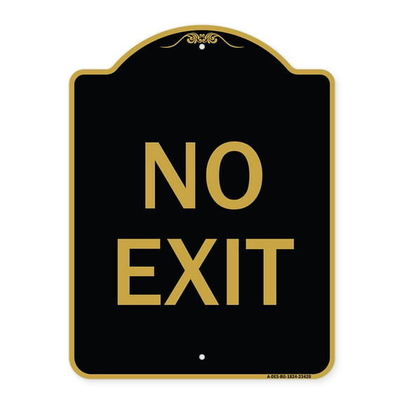 SignMission A-DES-BG-1824-23420 18 x 24 in. Designer Series Sign - Parking Lot Sign No Exit, Black & Gold