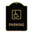 thumbnail image 1 of SignMission A-DES-BG-1824-23477 18 x 24 in. Designer Series Sign - Parking with Handicapped Symbol, Black & Gold, 1 of 4