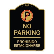 SignMission A-DES-BG-1824-23598 18 x 24 in. Designer Series Sign - No Parking with No Parking Symbol, Black & Gold