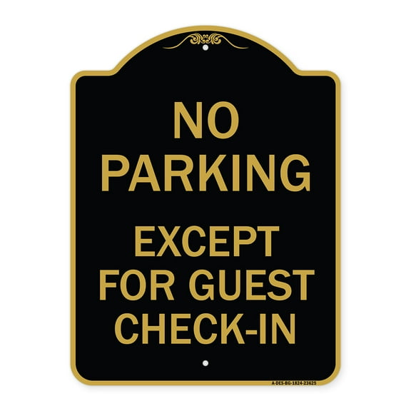 SignMission A-DES-BG-1824-23625 18 x 24 in. Designer Series Sign - No Parking Except for Guest Check-In, Black & Gold