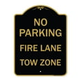 thumbnail image 1 of SignMission A-DES-BG-1824-23733 18 x 24 in. Designer Series Sign - No Parking Fire Lane Tow Zone K-1645, Black & Gold, 1 of 4