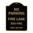 thumbnail image 1 of SignMission A-DES-BG-1824-23874 18 x 24 in. Designer Series Sign - Missouri No Parking Fire Lane Dollar 50 Fine, Black & Gold, 1 of 4