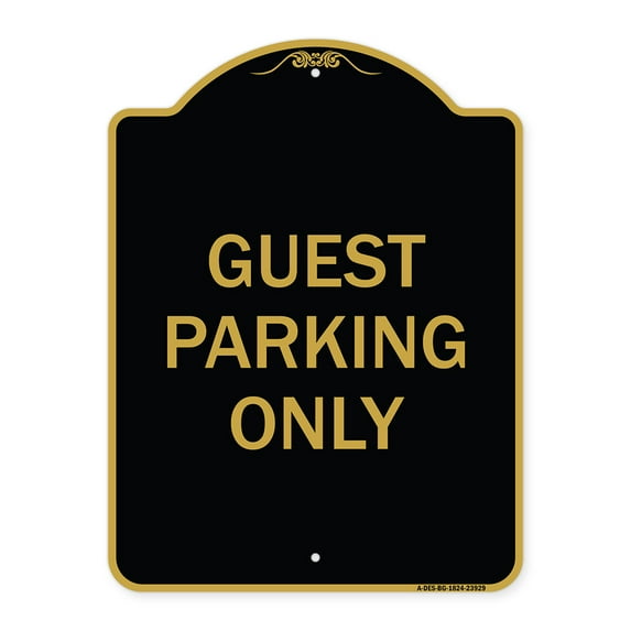 SignMission A-DES-BG-1824-23929 18 x 24 in. Designer Series Sign - Guest Parking Only, Black & Gold