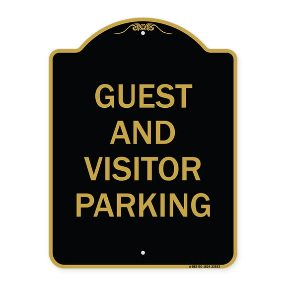 SignMission A-DES-BG-1824-23933 18 x 24 in. Designer Series Sign - Guest & Visitor Parking, Black & Gold