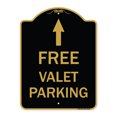 thumbnail image 1 of SignMission A-DES-BG-1824-23944 18 x 24 in. Designer Series Sign - Free Valet Parking with Ahead Arrow, Black & Gold, 1 of 4