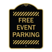 SignMission A-DES-BG-1824-23945 18 x 24 in. Designer Series Sign - Free Event Parking, Black & Gold