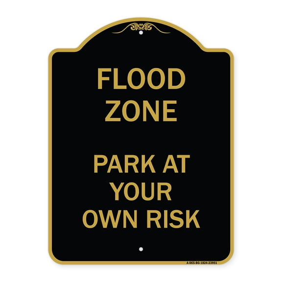 SignMission A-DES-BG-1824-23951 18 x 24 in. Designer Series Sign - Flood Zone, Black & Gold