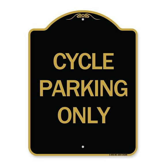 SignMission A-DES-BG-1824-24200 18 x 24 in. Designer Series Sign - Cycle Parking Only, Black & Gold