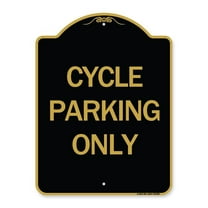 SignMission A-DES-BG-1824-24200 18 x 24 in. Designer Series Sign - Cycle Parking Only, Black & Gold