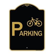 SignMission A-DES-BG-1824-24325 18 x 24 in. Designer Series Sign - Bicycle Parking with Graphic, Black & Gold
