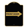 thumbnail image 1 of SignMission A-DES-BG-1824-24389 18 x 24 in. Designer Series Sign - Front Door with Right Arrow, Black & Gold, 1 of 4