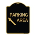 thumbnail image 1 of SignMission A-DES-BG-1824-24614 18 x 24 in. Designer Series Sign - Parking Area with Up Left Arrow Symbol, Black & Gold, 1 of 4