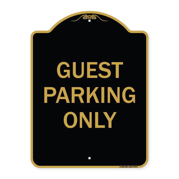 SignMission A-DES-BG-1824-9972 18 x 24 in. Designer Series Sign - Guest Parking Only, Black & Gold