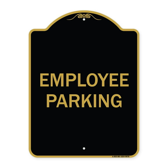 SignMission A-DES-BG-1824-9978 18 x 24 in. Designer Series Sign - Employee Parking, Black & Gold