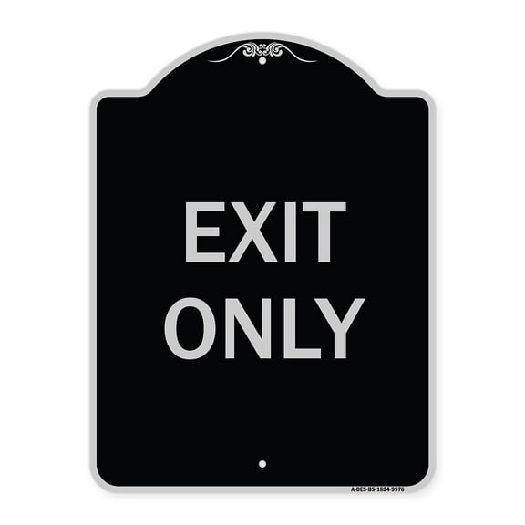 SignMission A-DES-BS-1824-9976 18 x 24 in. Designer Series Sign - Exit Only, Black & Silver