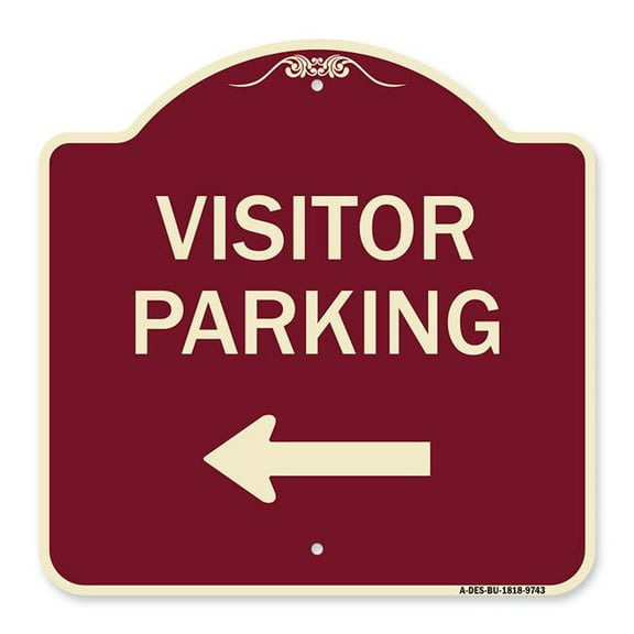 SignMission A-DES-BU-1818-9743 18 x 18 in. Designer Series Sign - Visitor Parking Left&#44; Burgundy