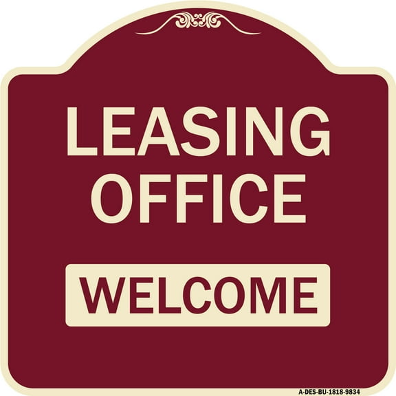 SignMission A-DES-BU-1818-9834 18 x 18 in. Designer Series Sign - Leasing Office Welcome, Burgundy