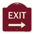 thumbnail image 1 of SignMission A-DES-BU-1818-9842 18 x 18 in. Designer Series Sign - Exit with Right Arrow, Burgundy, 1 of 4