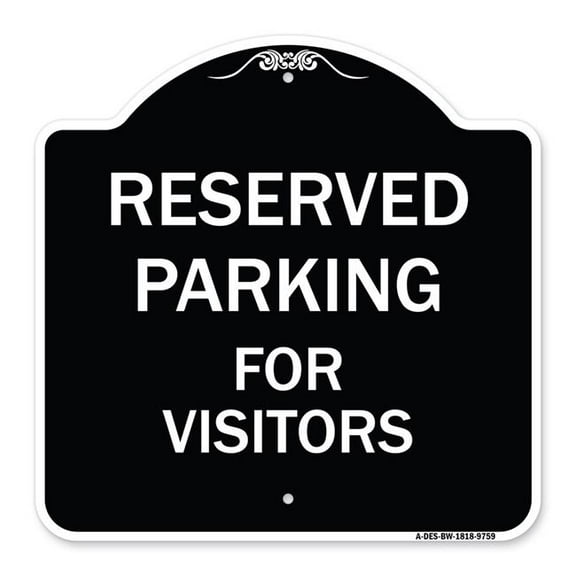 SignMission A-DES-BW-1818-9759 18 x 18 in. Designer Series Sign - Reserved Parking for Visitors, Black & White