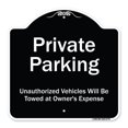 thumbnail image 1 of SignMission A-DES-BW-1818-9776 18 x 18 in. Designer Series Sign - Private Parking Unauthorized Vehicles Will Be Towed At Owner Expense, Black & White, 1 of 4