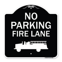 SignMission A-DES-BW-1818-9824 18 x 18 in. Designer Series Sign - No Parking Fire Lane, Black & White