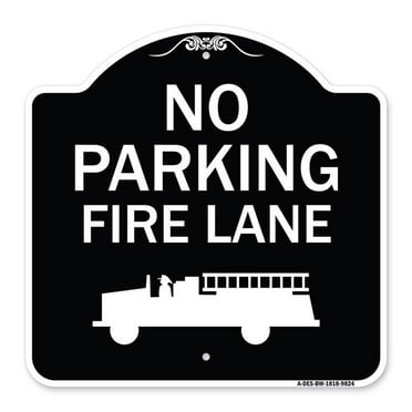 SignMission A-DES-BW-1818-9824 18 x 18 in. Designer Series Sign - No Parking Fire Lane&#44; Black & White